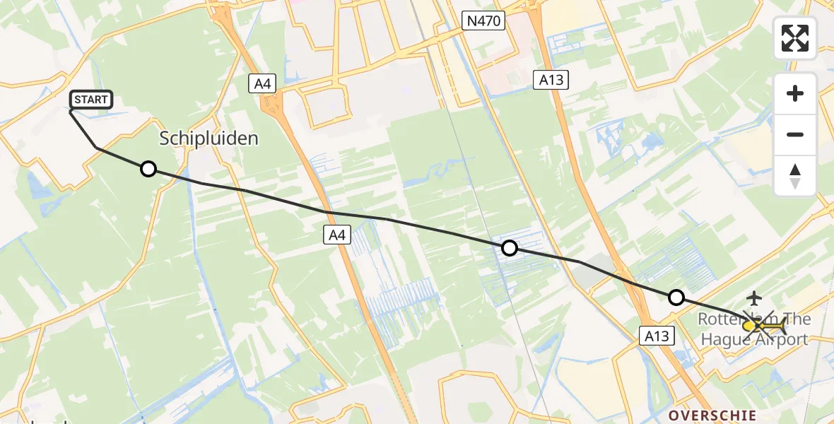 Routekaart van de vlucht: Lifeliner 2 naar Rotterdam The Hague Airport