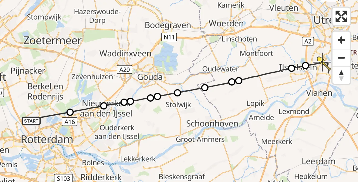 Routekaart van de vlucht: Lifeliner 2 naar Nieuwegein