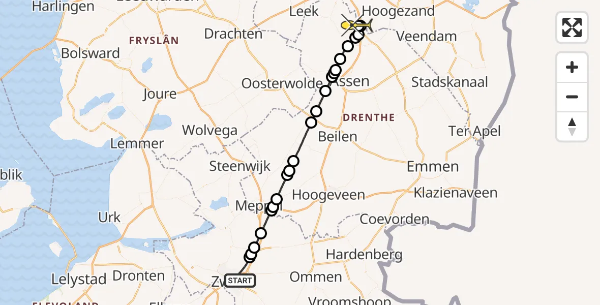 Routekaart van de vlucht: Lifeliner 4 naar Groningen Airport Eelde