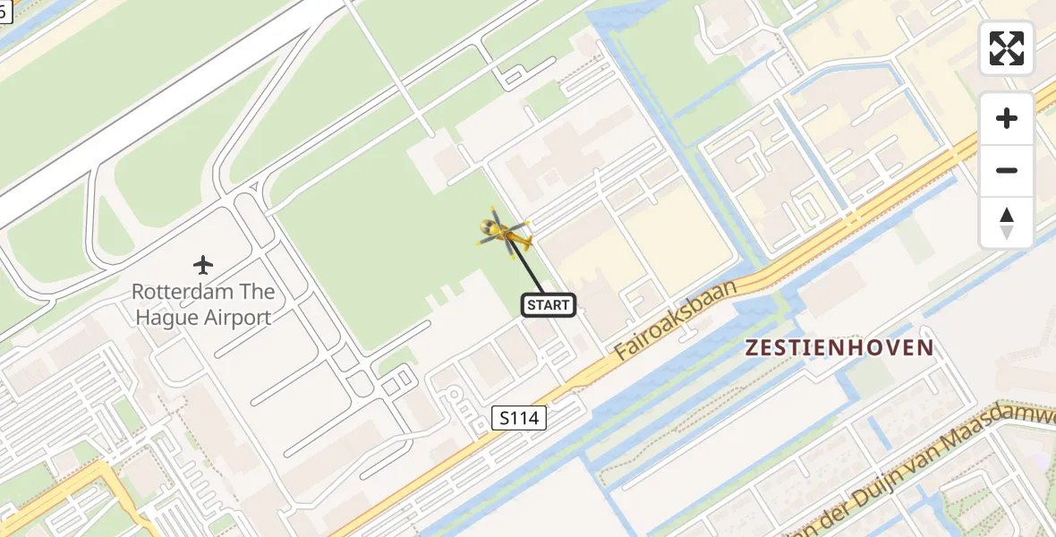 Vluchtroute Traumahelikopter Rotterdam The Hague Airport - Rotterdam The Hague Airport, 29 augustus 2023, 07:52
