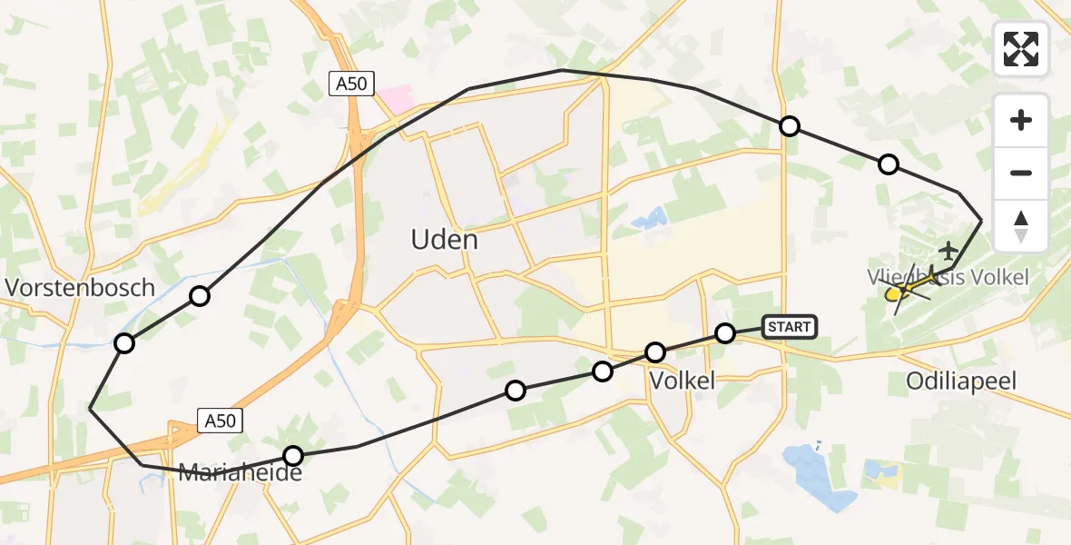 Routekaart van de vlucht: Lifeliner 3 naar Vliegbasis Volkel