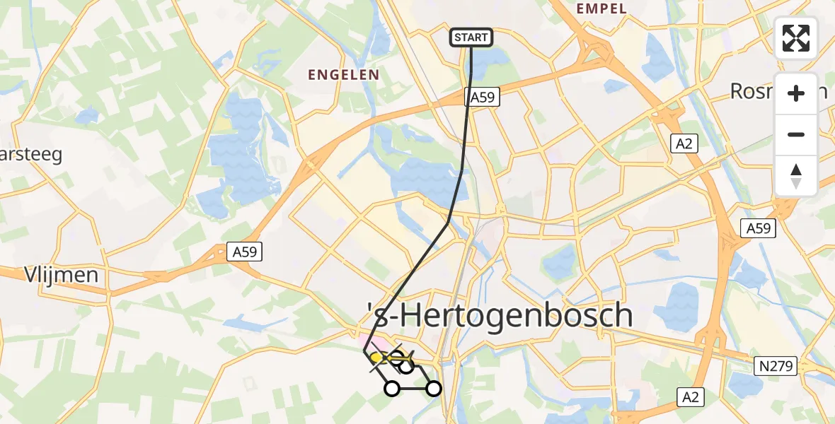 Routekaart van de vlucht: Lifeliner 3 naar 's-Hertogenbosch