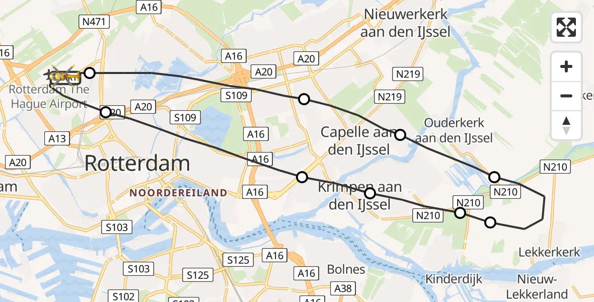 Vluchtroute Traumahelikopter Rotterdam The Hague Airport - Rotterdam The Hague Airport, 29 augustus 2023, 11:41
