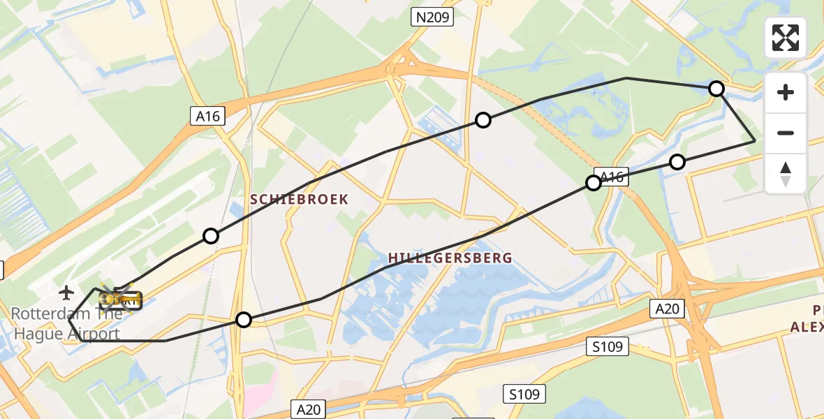Vluchtroute Traumahelikopter Rotterdam The Hague Airport - Rotterdam The Hague Airport, 29 augustus 2023, 12:19