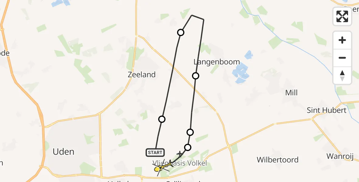 Routekaart van de vlucht: Lifeliner 3 naar Vliegbasis Volkel