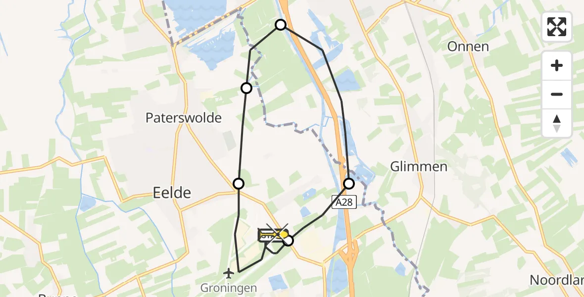 Routekaart van de vlucht: Lifeliner 4 naar Groningen Airport Eelde