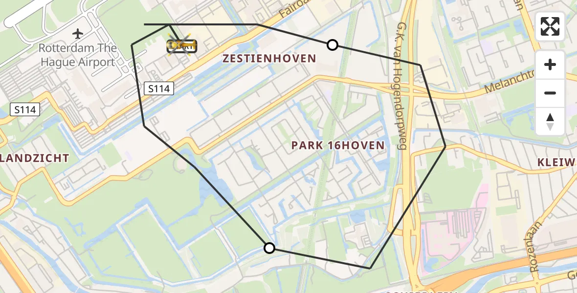 Vluchtroute Traumahelikopter Rotterdam The Hague Airport - Rotterdam The Hague Airport, 29 augustus 2023, 16:51