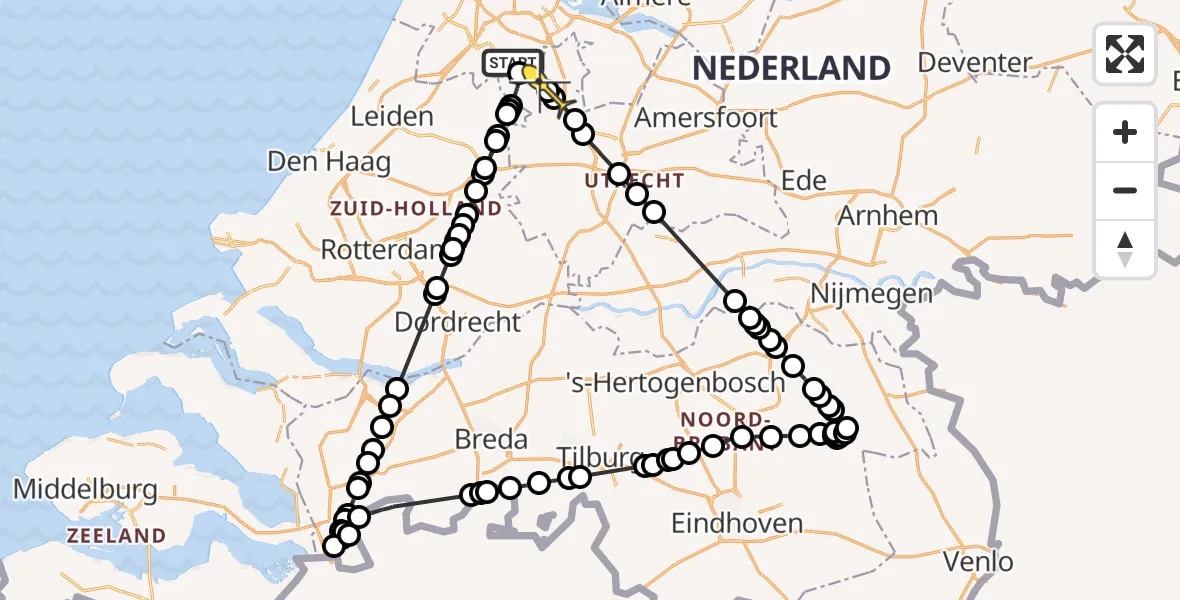 Routekaart van de vlucht: Politiehelikopter naar Vinkeveen
