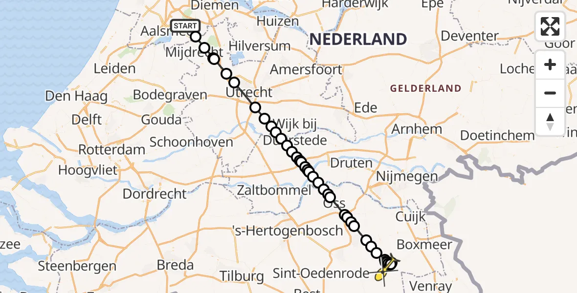 Routekaart van de vlucht: Politieheli naar Elsendorp