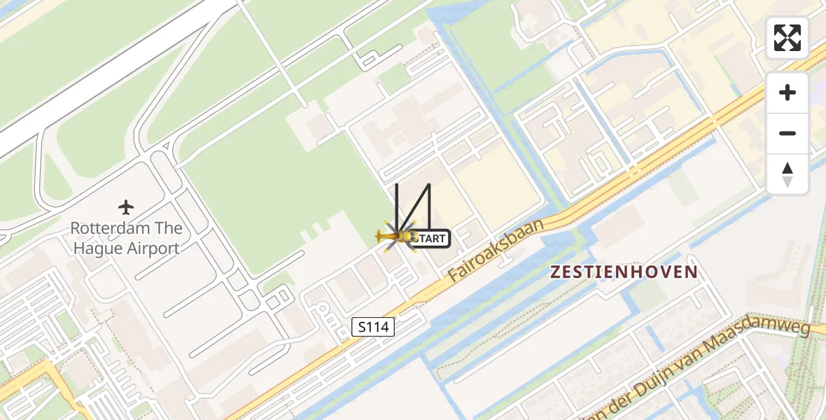 Vluchtroute Traumahelikopter Rotterdam The Hague Airport - Rotterdam The Hague Airport, 30 augustus 2023, 05:03