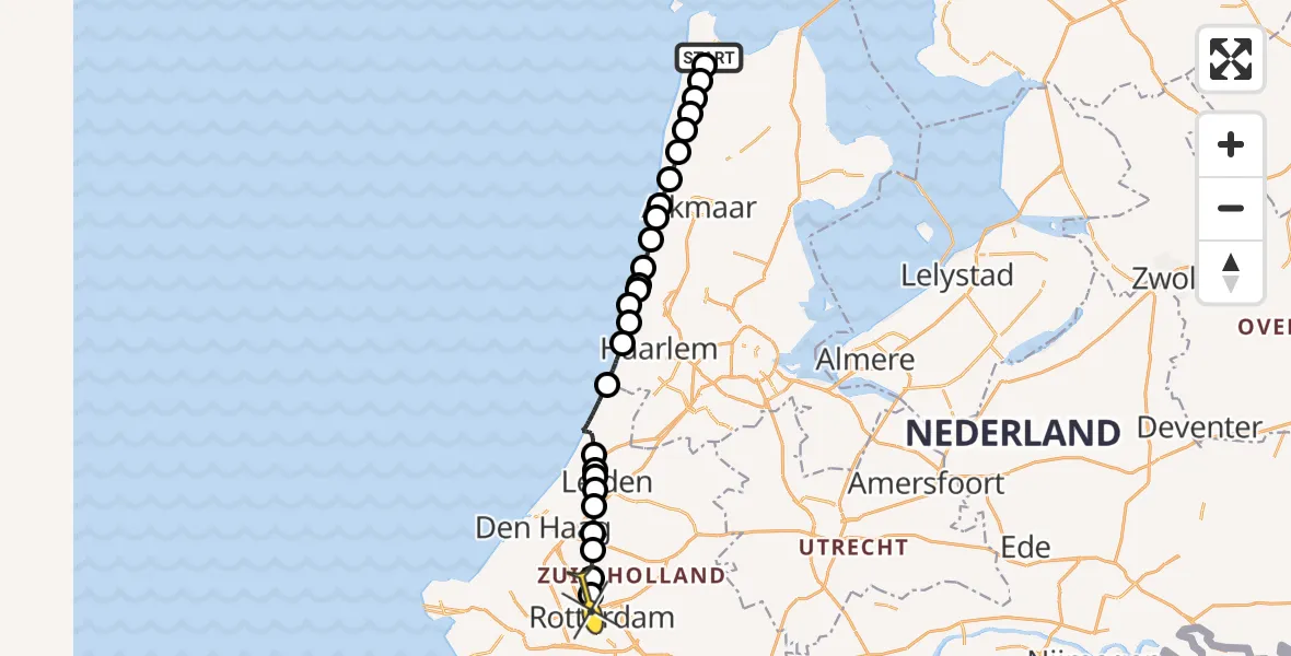 Routekaart van de vlucht: Lifeliner 2 naar Rotterdam The Hague Airport