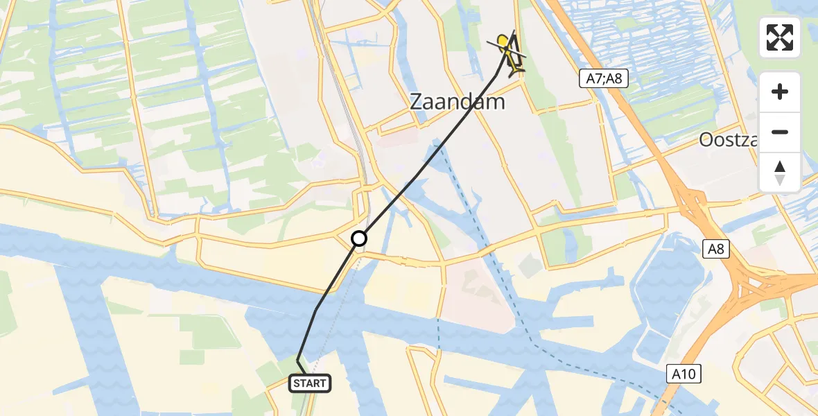 Routekaart van de vlucht: Lifeliner 1 naar Zaandam