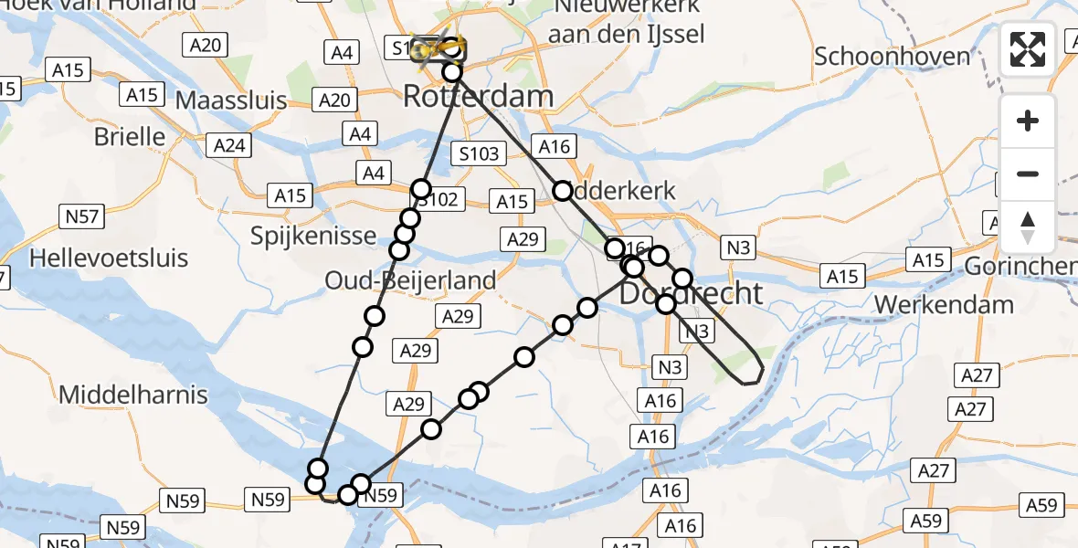 Vluchtroute Traumahelikopter Rotterdam The Hague Airport - Rotterdam The Hague Airport, 30 augustus 2023, 14:45