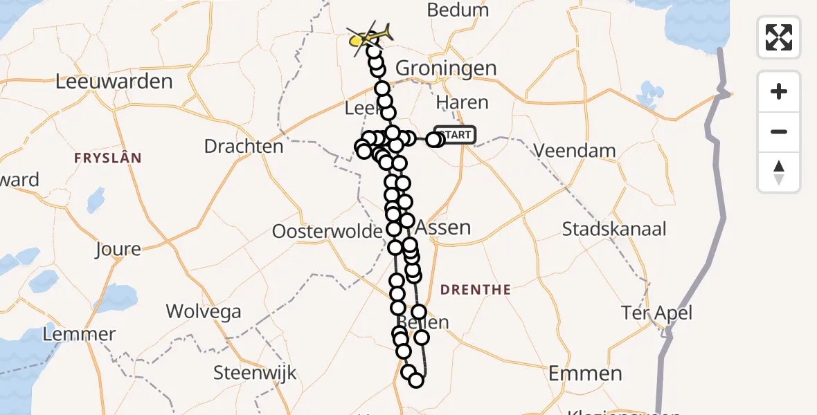 Routekaart van de vlucht: Lifeliner 4 naar Noordhorn