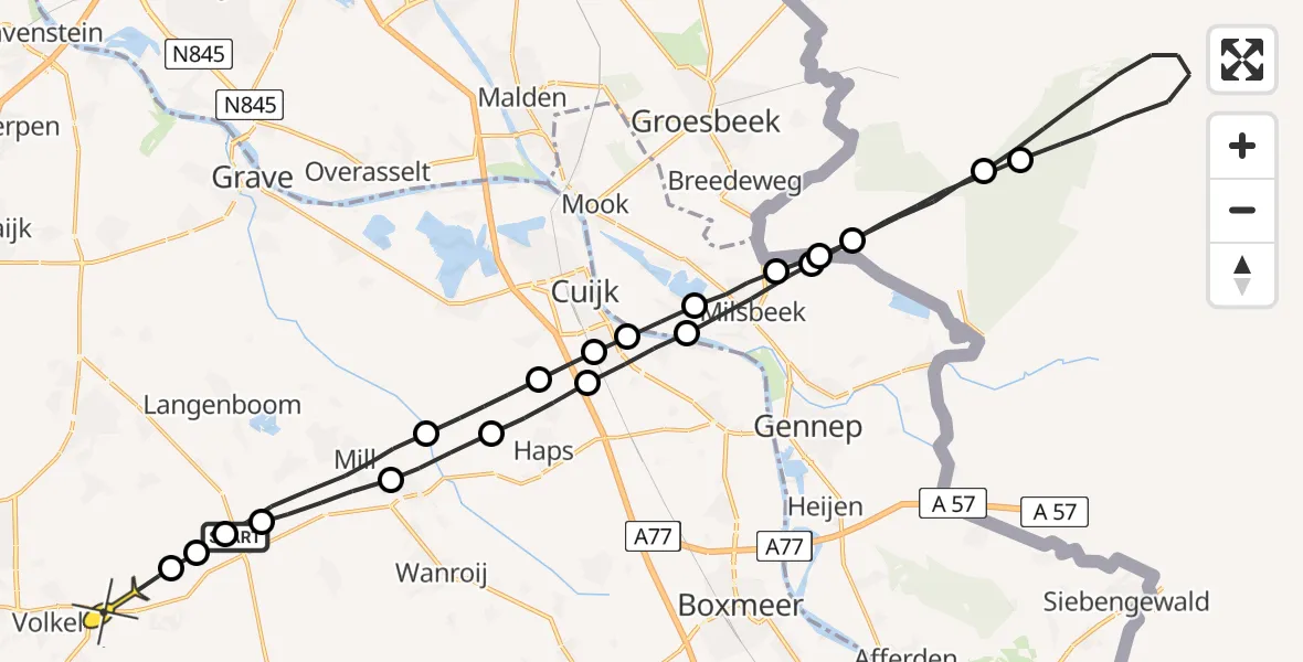 Routekaart van de vlucht: Lifeliner 3 naar Vliegbasis Volkel