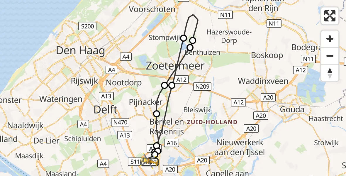 Vluchtroute Traumahelikopter Rotterdam The Hague Airport - Rotterdam The Hague Airport, 30 augustus 2023, 17:16