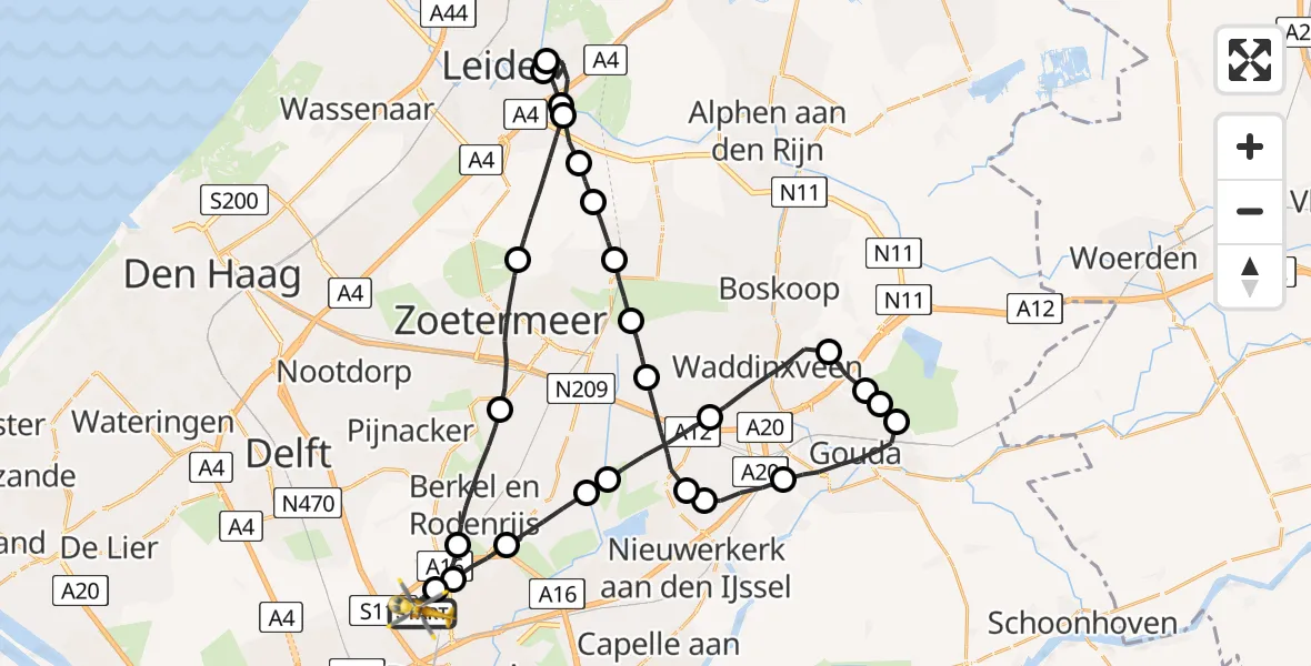 Vluchtroute Traumahelikopter Rotterdam The Hague Airport - Rotterdam The Hague Airport, 30 augustus 2023, 18:03