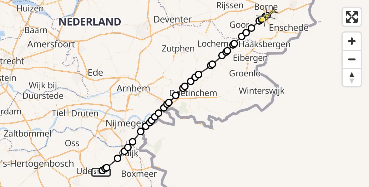 Routekaart van de vlucht: Lifeliner 3 naar Hengelo