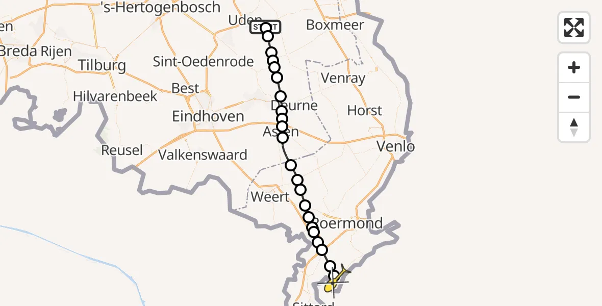 Routekaart van de vlucht: Lifeliner 3 naar Koningsbosch