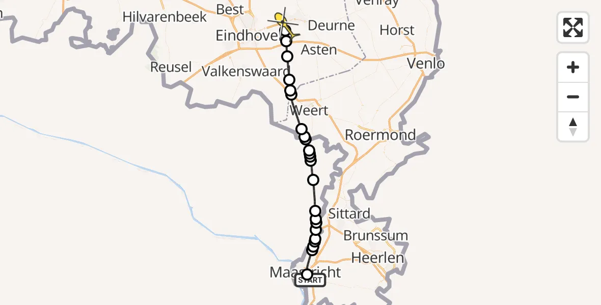 Routekaart van de vlucht: Lifeliner 3 naar Helmond