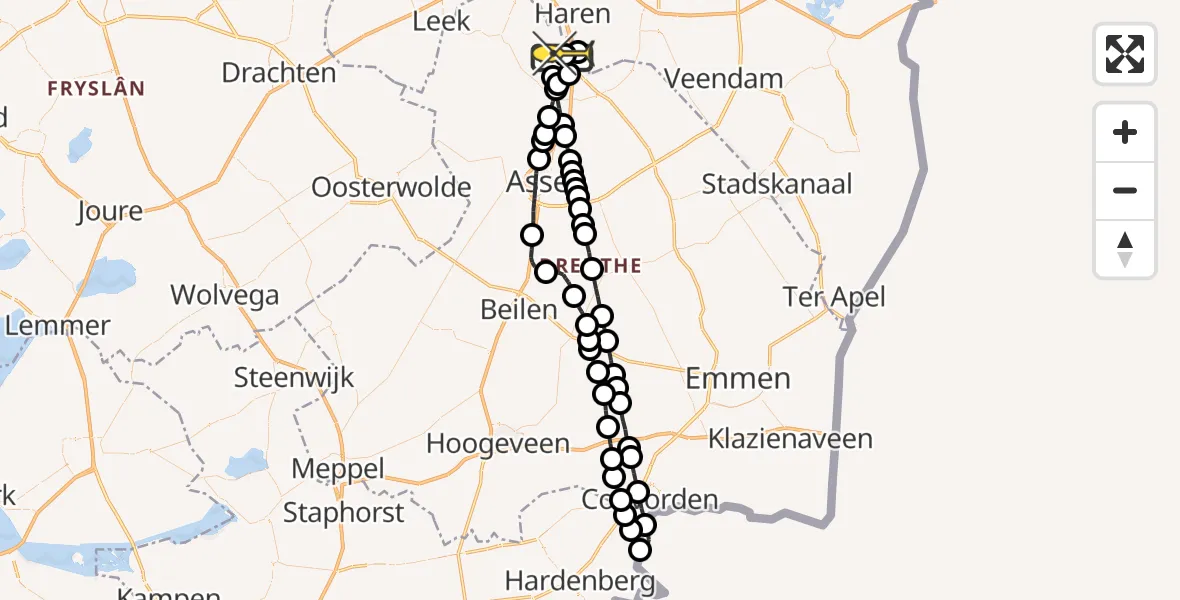 Routekaart van de vlucht: Lifeliner 4 naar Groningen Airport Eelde