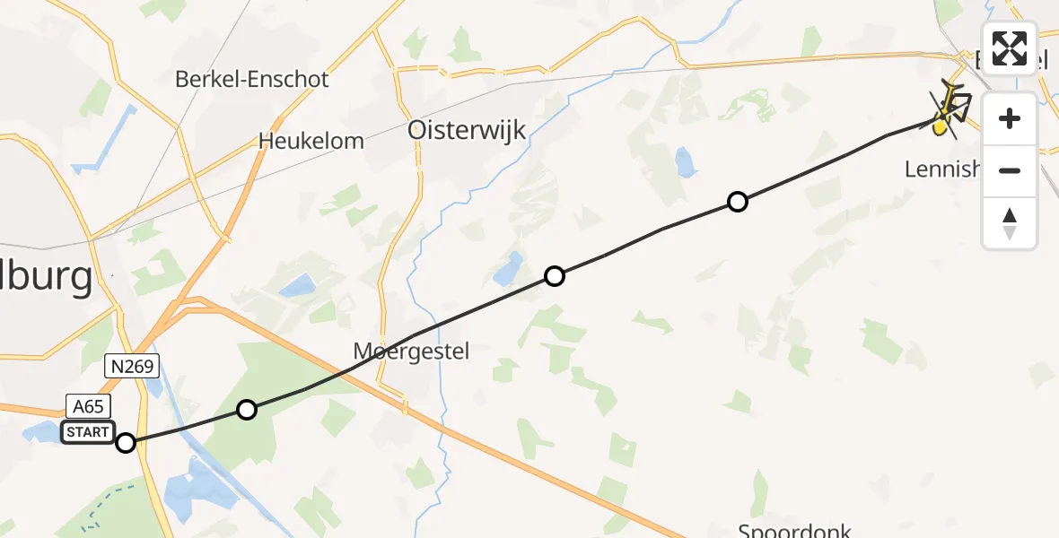 Routekaart van de vlucht: Lifeliner 3 naar Boxtel