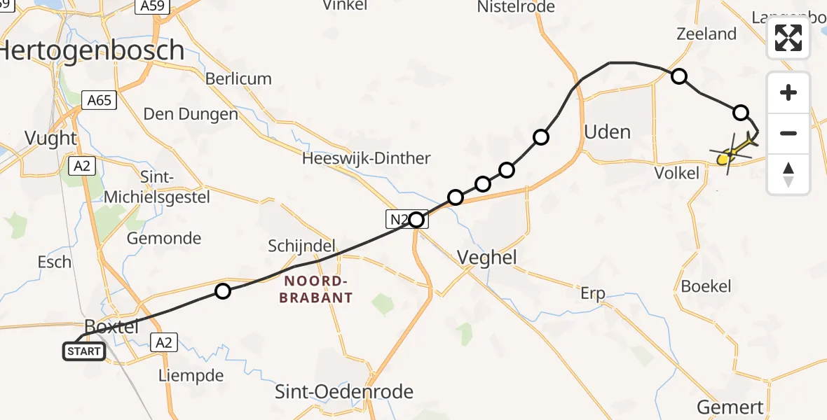 Routekaart van de vlucht: Lifeliner 3 naar Vliegbasis Volkel