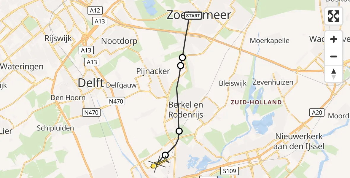 Routekaart van de vlucht: Lifeliner 2 naar Rotterdam The Hague Airport