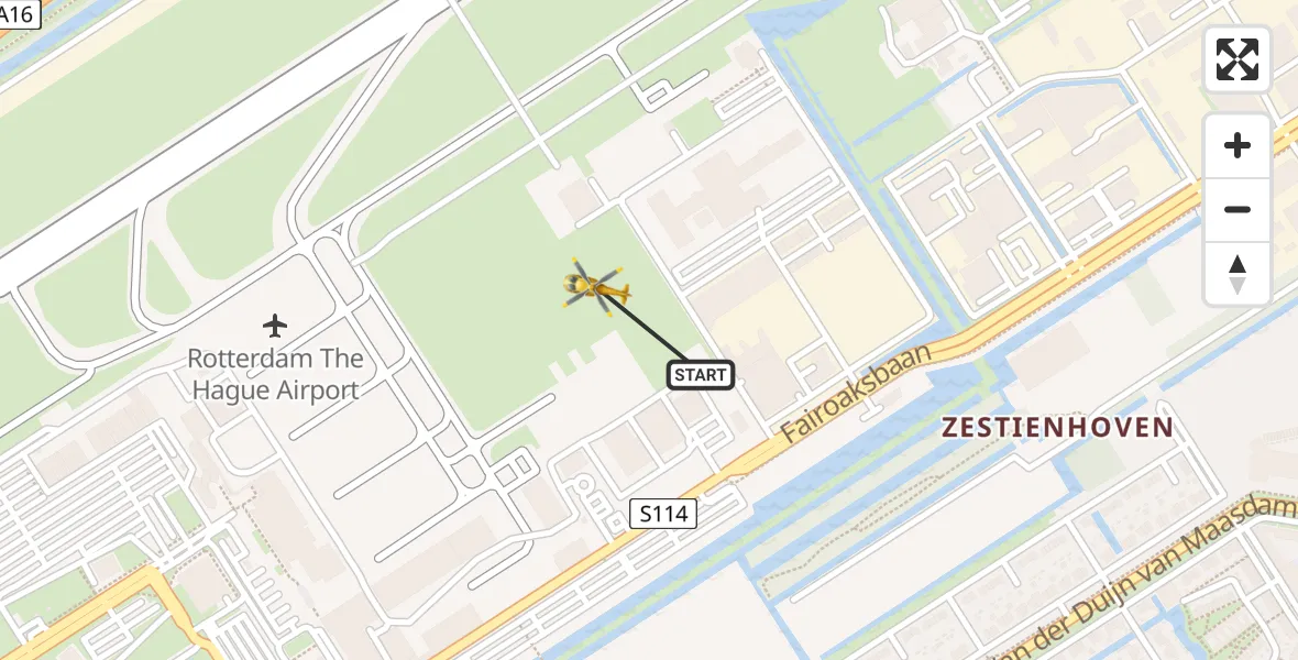 Vluchtroute Traumahelikopter Rotterdam The Hague Airport - Rotterdam The Hague Airport, 31 augustus 2023, 11:20