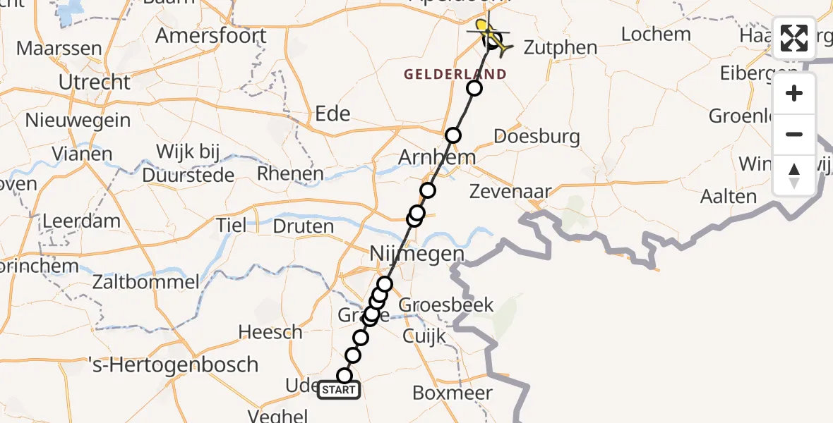 Routekaart van de vlucht: Lifeliner 3 naar Klarenbeek