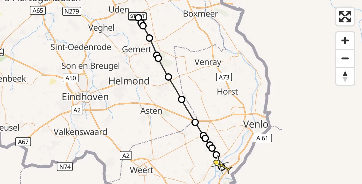 Routekaart van de vlucht: Lifeliner 3 naar Beesel