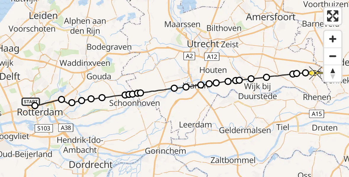 Routekaart van de vlucht: Lifeliner 2 naar Veenendaal