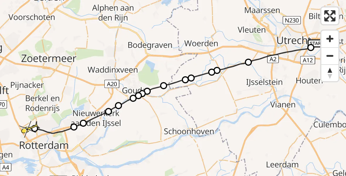 Routekaart van de vlucht: Lifeliner 2 naar Rotterdam The Hague Airport