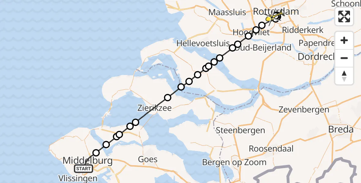 Routekaart van de vlucht: Lifeliner 2 naar Erasmus MC