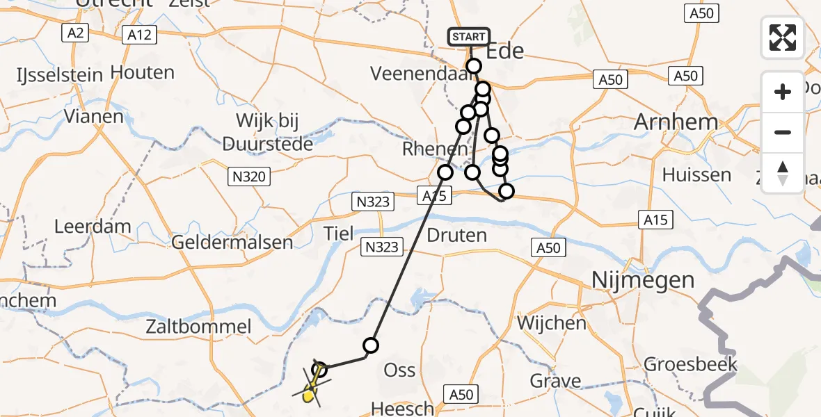 Routekaart van de vlucht: Politieheli naar Rosmalen