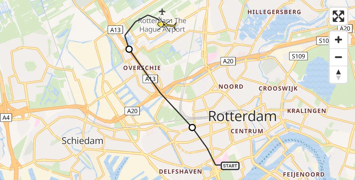 Routekaart van de vlucht: Lifeliner 2 naar Rotterdam The Hague Airport