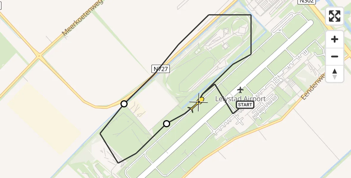 Routekaart van de vlucht: Traumaheli naar Lelystad Airport