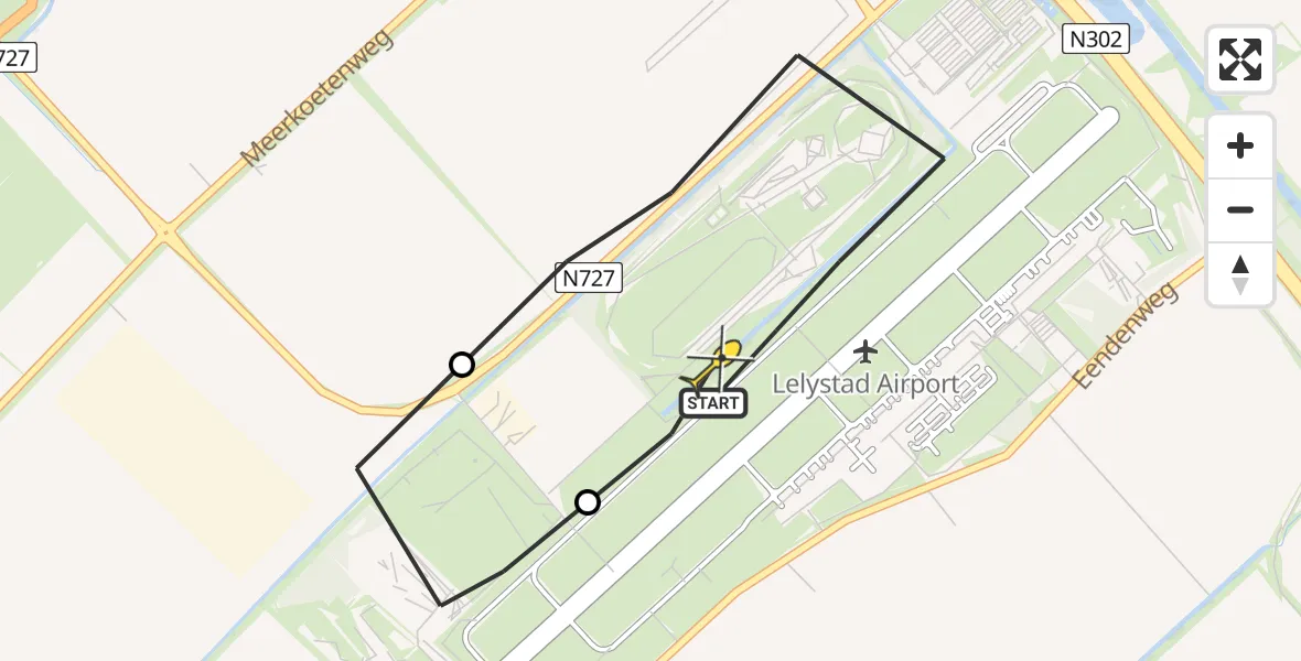 Routekaart van de vlucht: Traumaheli naar Lelystad Airport