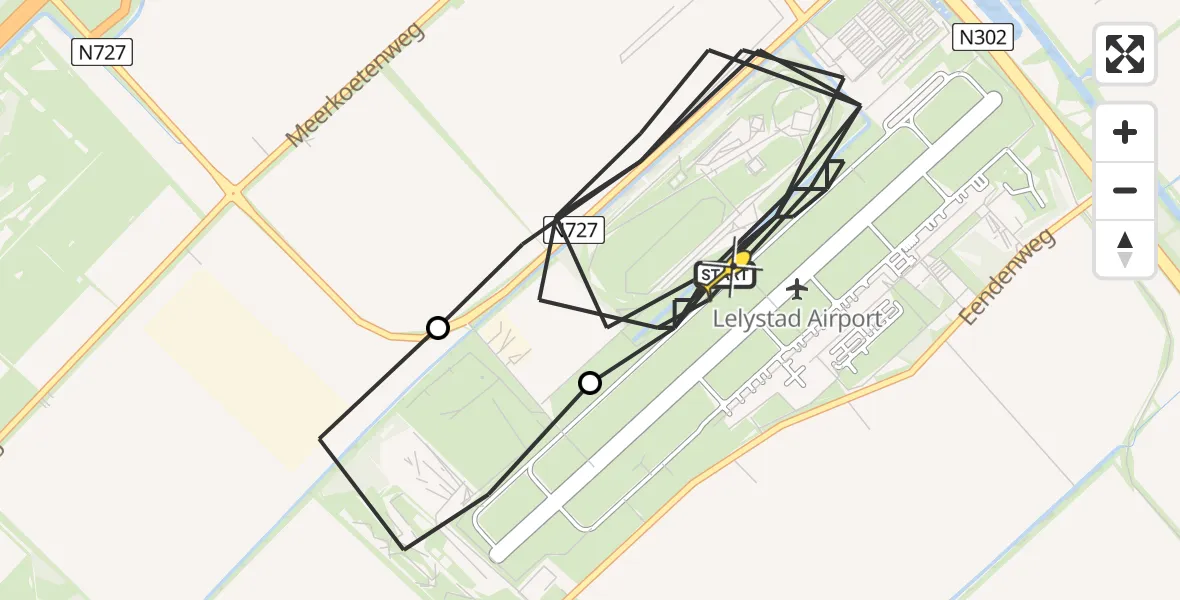 Routekaart van de vlucht: Traumahelikopter naar Lelystad Airport