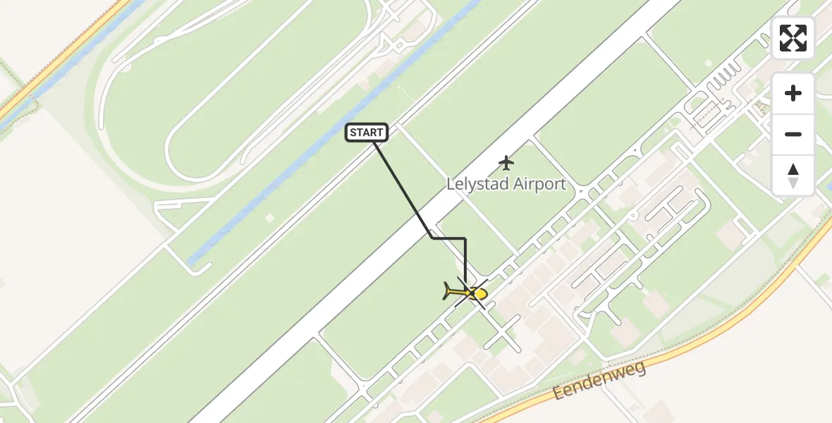 Routekaart van de vlucht: Traumahelikopter naar Lelystad Airport