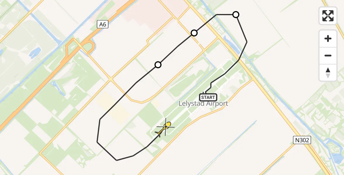 Routekaart van de vlucht: Traumahelikopter naar Lelystad
