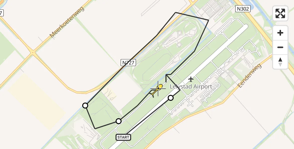 Routekaart van de vlucht: Traumaheli naar Lelystad Airport