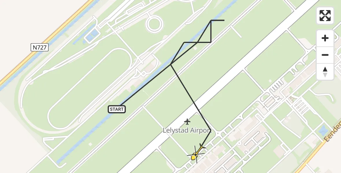 Routekaart van de vlucht: Traumahelikopter naar Lelystad Airport