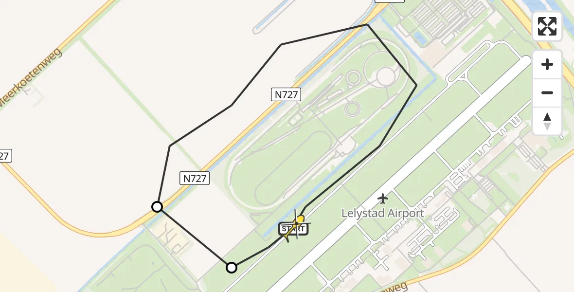 Routekaart van de vlucht: Traumaheli naar Lelystad Airport