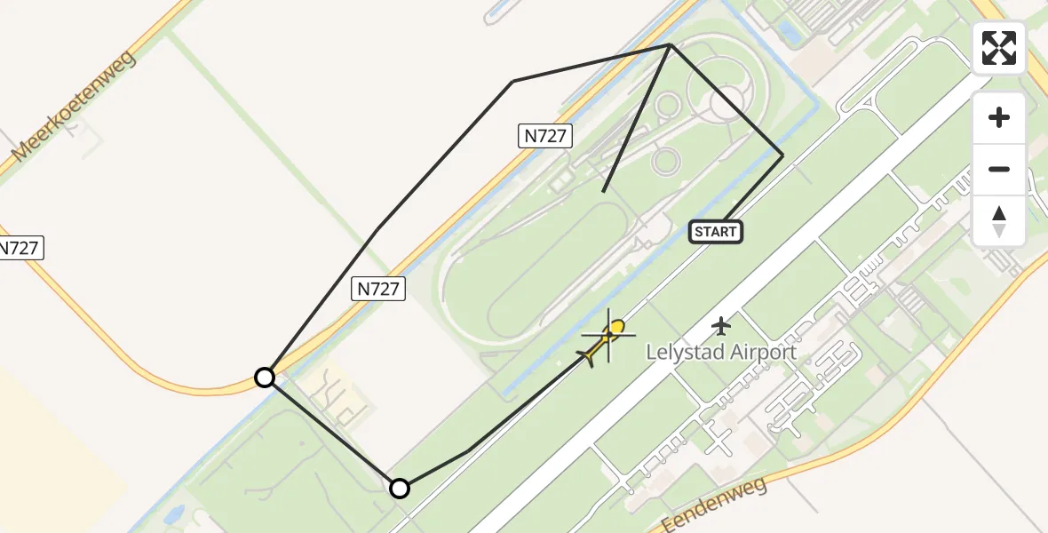 Routekaart van de vlucht: Traumahelikopter naar Lelystad Airport