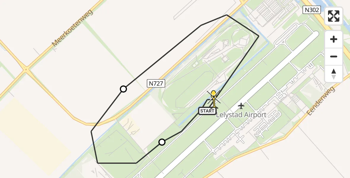 Routekaart van de vlucht: Traumaheli naar Lelystad Airport