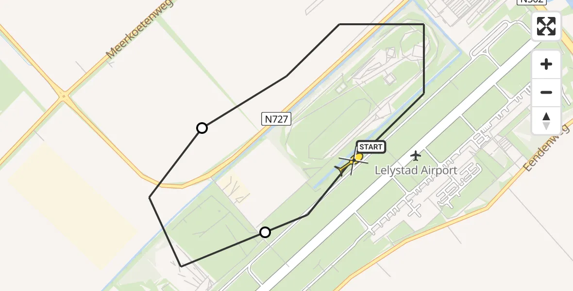 Routekaart van de vlucht: Traumahelikopter naar Lelystad Airport