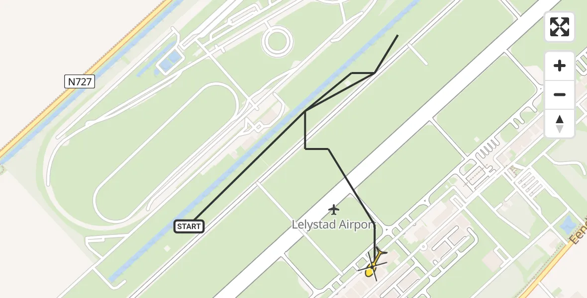 Routekaart van de vlucht: Traumahelikopter naar Lelystad Airport