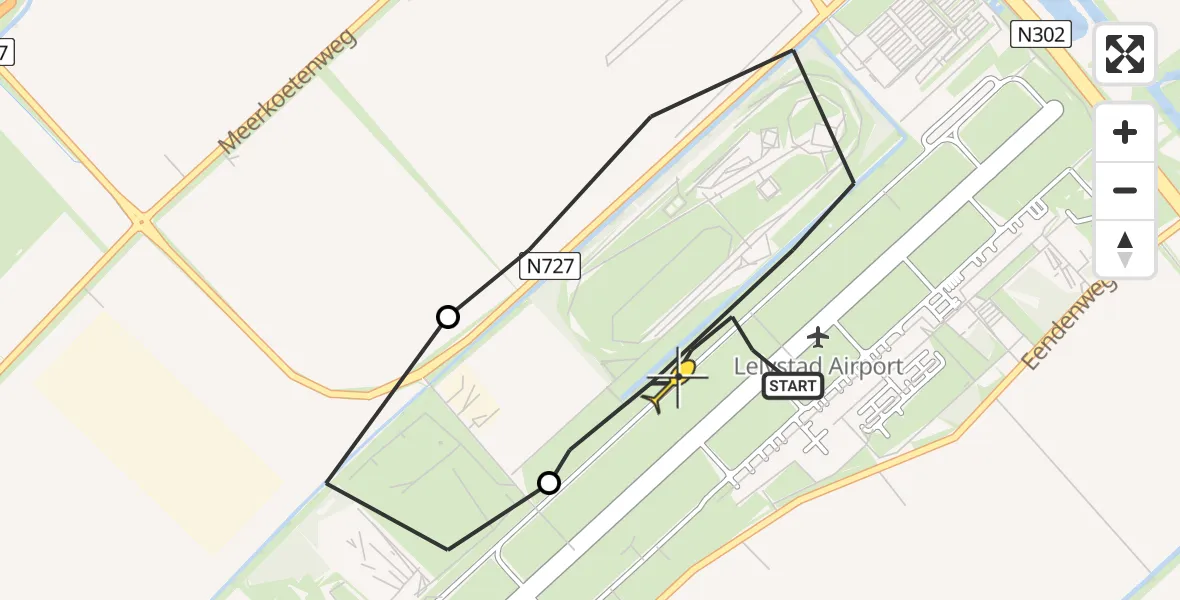 Routekaart van de vlucht: Traumahelikopter naar Lelystad Airport