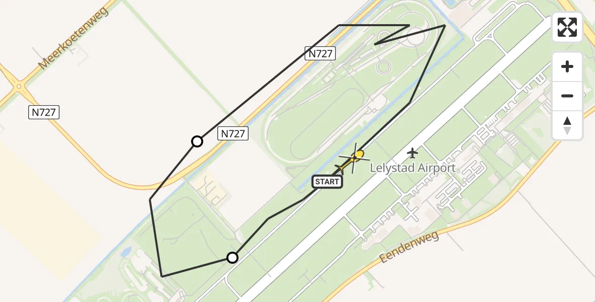 Routekaart van de vlucht: Traumahelikopter naar Lelystad Airport